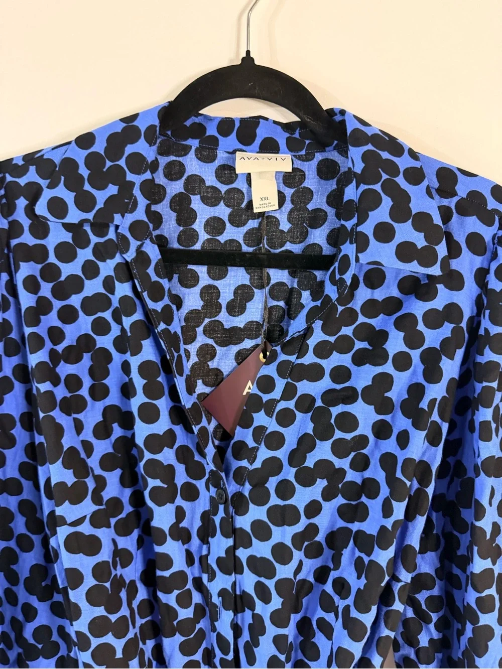 Ava & Viv Polka Dot Blue Black Dress